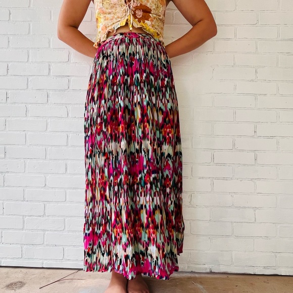 Bohemian Maxi Skirt Multi Colored Summer Fall Back to School Clothing Pink - Picture 5 of 6